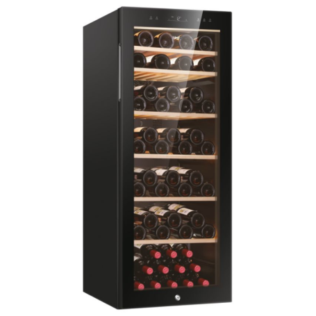 HAIER HWS84GA CANTINETTA VINI 84 BOTTIGLIE ILLUMINAZIONE LED VETRO ANTI UV CLASSE F COLORE NERO