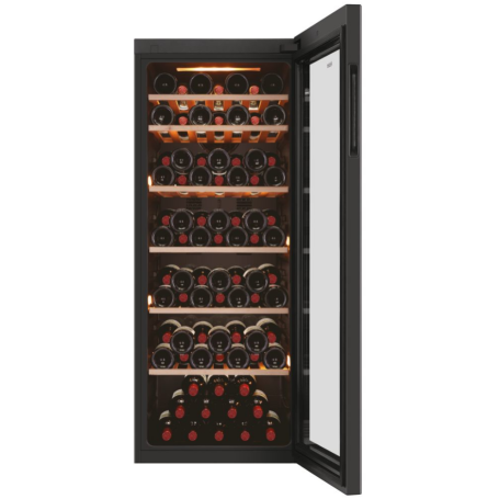 HAIER HWS84GA CANTINETTA VINI 84 BOTTIGLIE ILLUMINAZIONE LED VETRO ANTI UV CLASSE F COLORE NERO