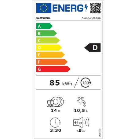 SAMSUNG DW60A6092BB LAVASTOVIGLIE DA INCASSO A SCOMPARSA TOTALE 60CM 14 COPERTI CLASSE D
