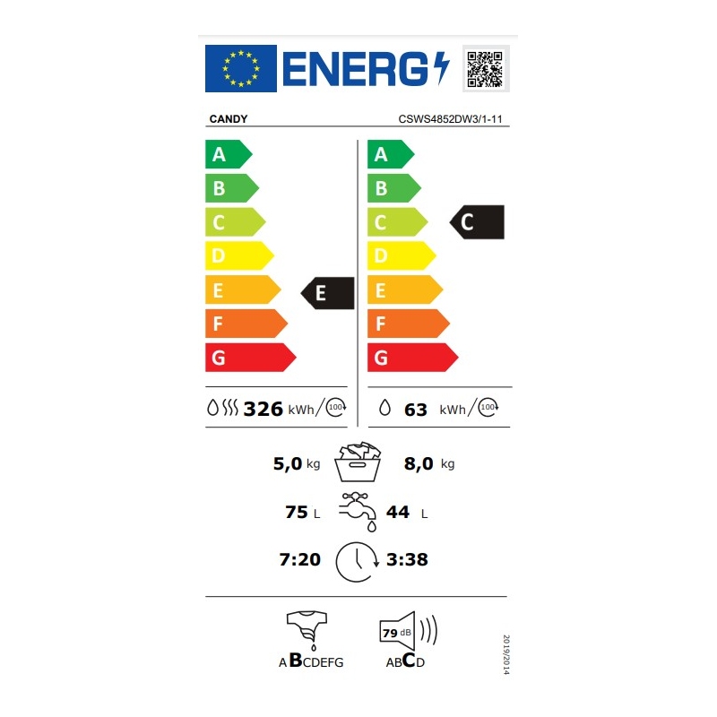 CANDY CSWS4852DW3/1-11 LAVASCIUGA 8+5 KG 1400...