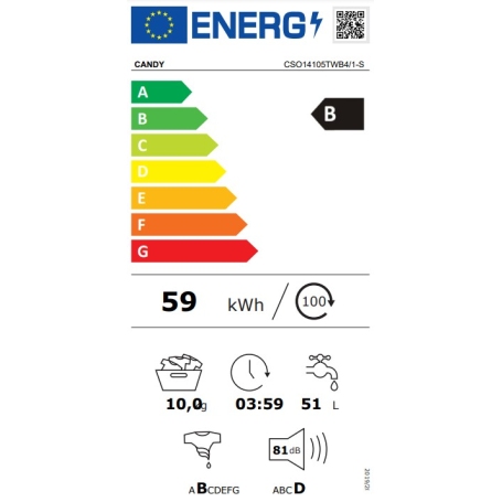 CANDY CSO14105TWB4/1-S SMART PRO LAVATRICE 10KG 1400 GIRI WIFI VAPORE CLASSE B