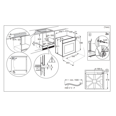ELECTROLUX EOF4P46X FORNO ELETTRICO VENTILATO 72LT PIROLITICO CLASSE A+