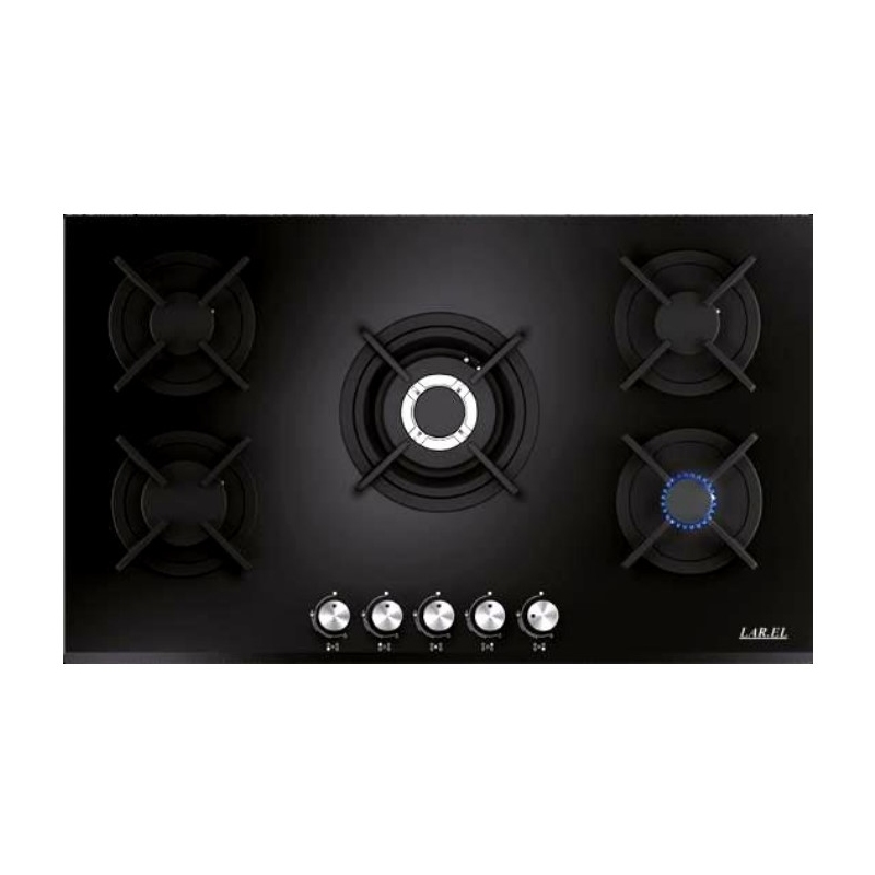 LAREL L958GN PIANO COTTURA 90CM 5 FUOCHI A GAS IN VETRO NERO