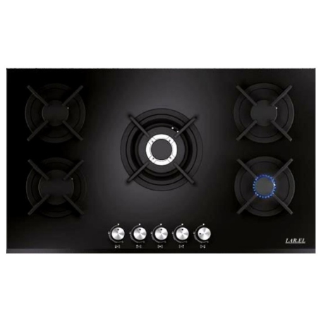 LAREL L958GN PIANO COTTURA 90CM 5 FUOCHI A GAS IN VETRO NERO