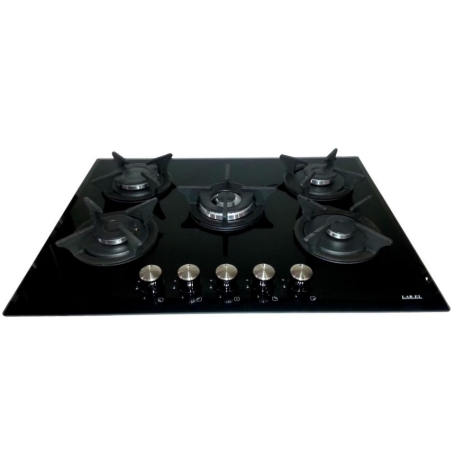 LAREL L858GN PIANO COTTURA 75CM 5 FUOCHI A GAS IN VETRO NERO