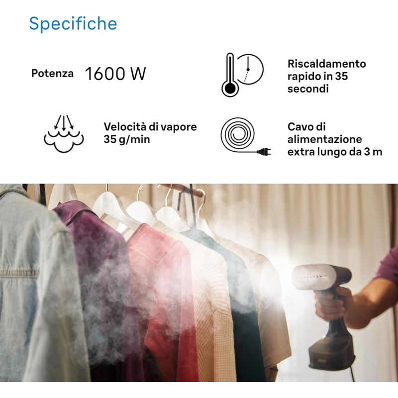 BRAUN GS7077BK STIRATORE VERTICALE QUICKSTYLE 7...