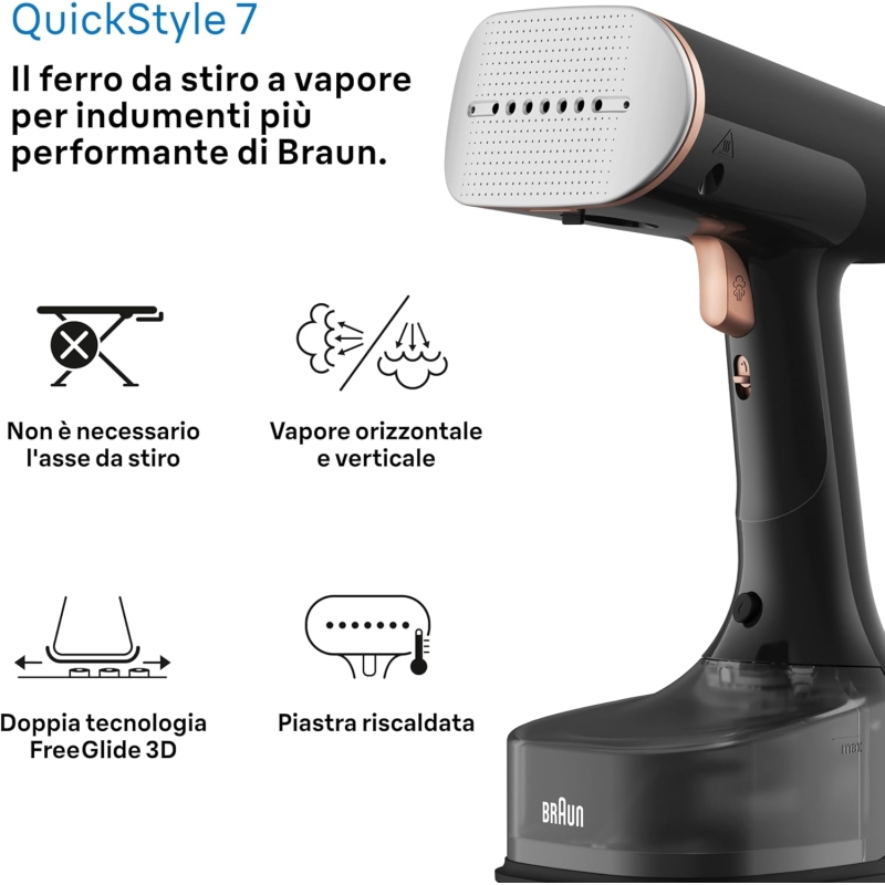 BRAUN GS7077BK STIRATORE VERTICALE QUICKSTYLE 7...