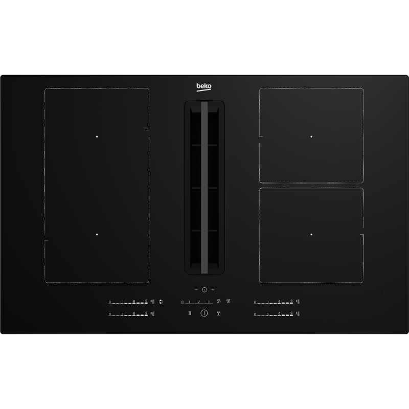 BEKO HIXI 84700 UF PIANO COTTURA A INDUZIONE CON CAPPA INTEGRATA 80CM 4 ZONE COTTURA VETROCERAMICA NERO - HIXI84700UF