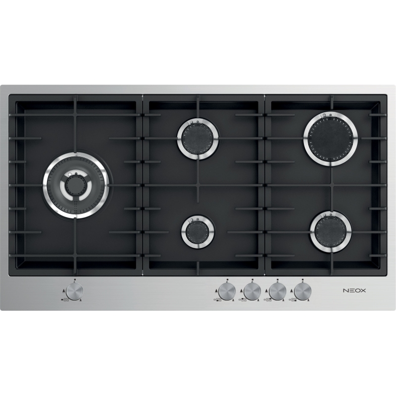 NEOX TZ905VPGL TWIN LINE PIANO COTTURA 90CM 5 FUOCHI A GAS - INOX