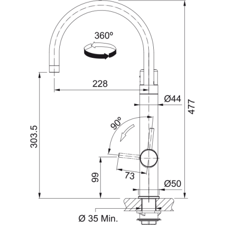 FRANKE 120.0621.312 MISCELATORE VITAL 2 IN 1 CON FILTRAZIONE ACQUA