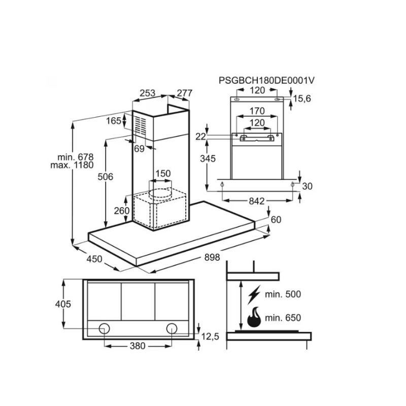 ELECTROLUX LFT419X CAPPA A PARETE 90CM...
