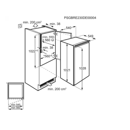 ELECTROLUX EFB3AE10S1 FRIGORIFERO MONOPORTA DA INCASSO 165LT STATICO CLASSE E
