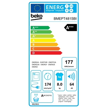 BEKO BMEPT481SBI ASCIUGATRICE A POMPA DI CALORE 8KG CLASSE A+++