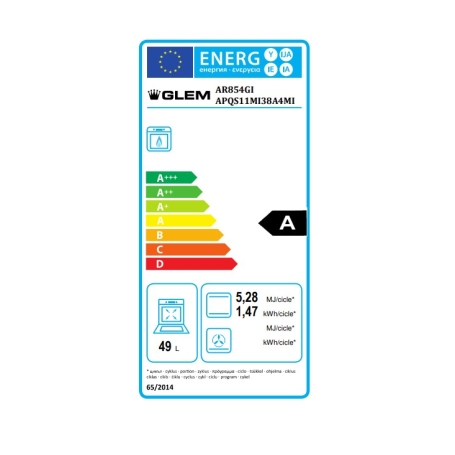 GLEM GAS AR854GI CUCINA 80x50 4 FUOCHI FORNO A GAS CLASSE A INOX