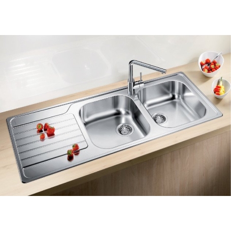 OUTLET BLANCO DINAS 8 S 1328106 LAVELLO 2 VASCHE CON GOCCIOLATOIO A SINISTRA - INOX - CON DIFETTI