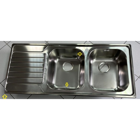 OUTLET BLANCO DINAS 8 S 1328106 LAVELLO 2 VASCHE CON GOCCIOLATOIO A SINISTRA - INOX - CON DIFETTI