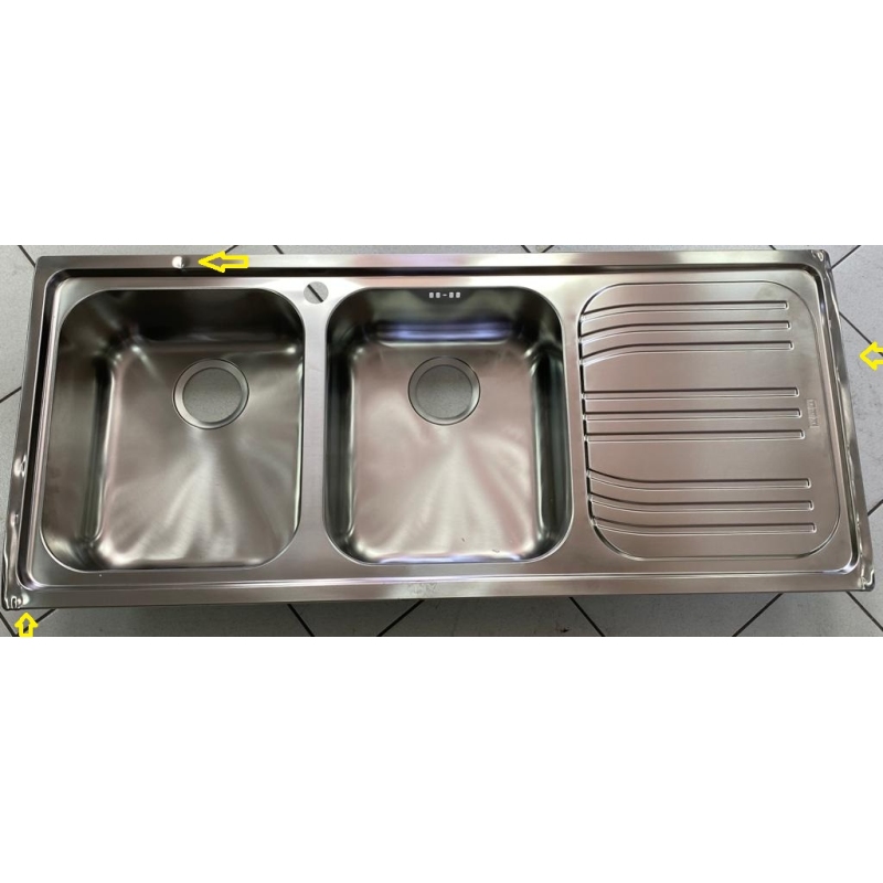 OUTLET FRANKE RADAR 101.0053.246 LAVELLO 116X50 2 VASCHE + GOCCIOLATOIO DX COLORE INOX - CON DIFETTI