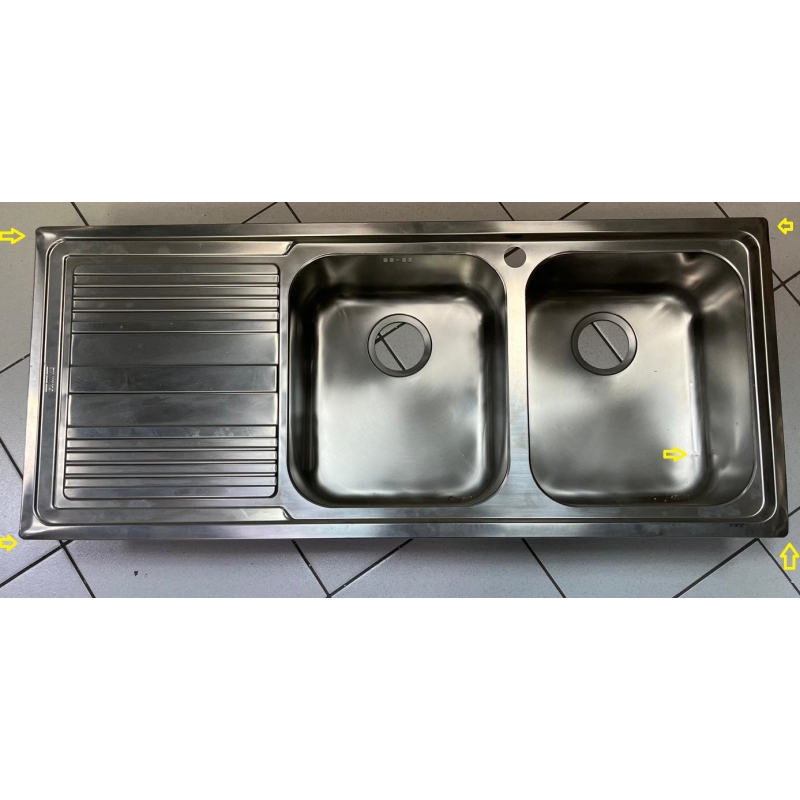 OUTLET FRANKE O-LLX621SX LAVELLO 2 VASCHE CON GOCCIOLATOIO A SINISTRA ACCIAIO INOX - CON DIFETTI