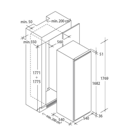 CANDY CUS518EW CONGELATORE VERTICALE DA INCASSO 7 CASSETTI CLASSE E