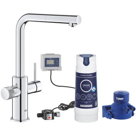 GROHE BLUE PURE MINTA MISCELATORE CON DOCCETTA ESTRAIBILE E SISTEMA DI FILTRAGGIO ACQUA INOX - 30591000