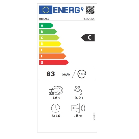 HISENSE HS643C90X LAVASTOVIGLIE LIBERA INSTALLAZIONE 16 COPERTI CLASSE C INOX