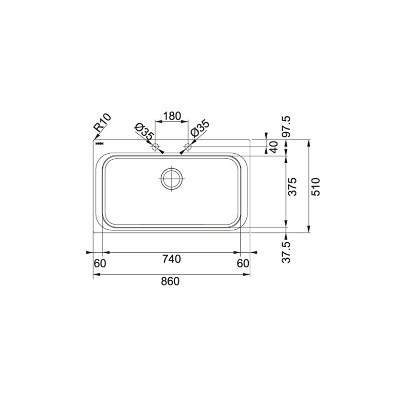 OUTLET FRANKE O-AEX 610 ACQUARIO LAVELLO VASCONE 86x51CM COLORE INOX - 8885500 - PROTOCOLLO 336