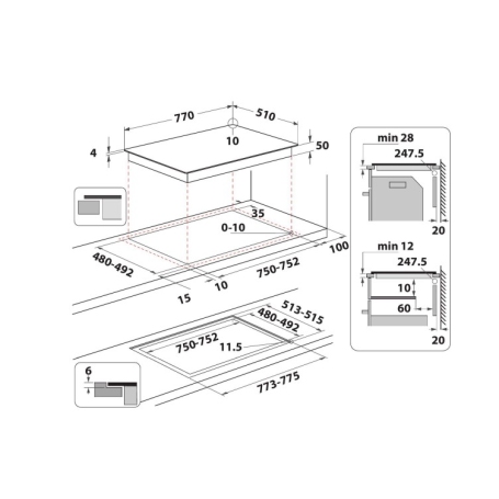 HOTPOINT ARISTON HS 1377C CPNE PIANO COTTURA DA INCASSO A INDUZIONE 77CM 4 ZONE COTTURA IN VETRO NERO