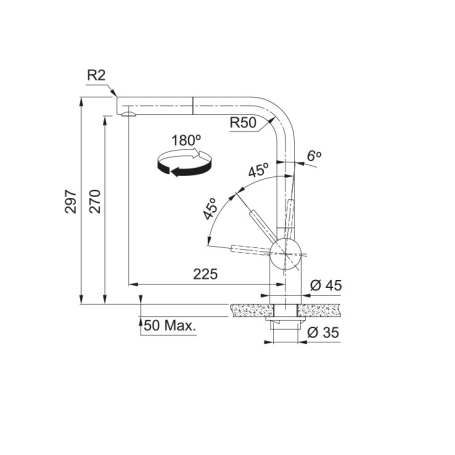 FRANKE ATLAS NEO DOCCIA WINDOW MISCELATORE SOTTOFINESTRA CON DOCCETTA ESTRAIBILE IN ACCIAIO INOX - 115.0521.439