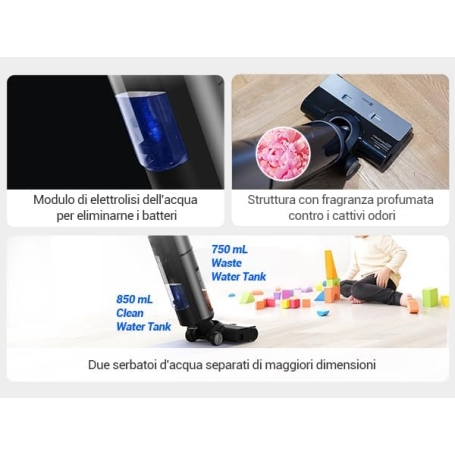 EZVIZ RH2 SCOPA ELETTRICA ASPIRA E LAVA RICARICABILE CON SERBATOIO SEPARATO