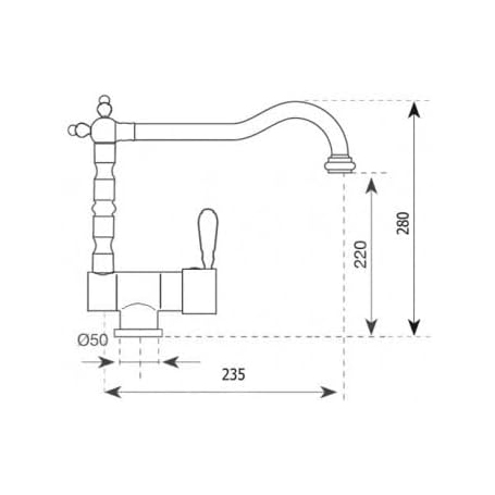 ARGO 2471 P CROMATO MISCELATORE CANNA ANTICA SOTTOFINESTRA