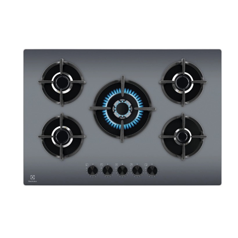 ELECTROLUX EGG75372M SERIE 600 ON GLASS PIANO COTTURA 75CM 5 FUOCHI A GAS IN VETRO GRIGIO