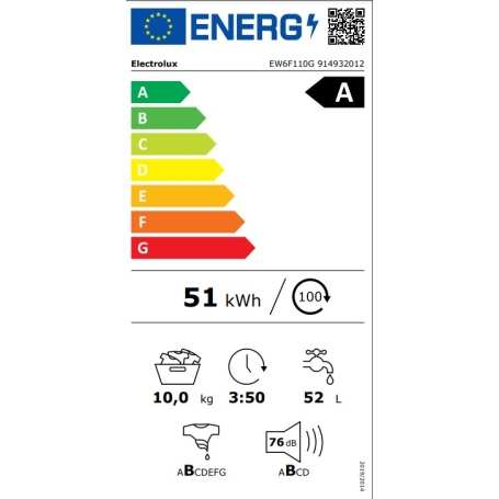ELECTROLUX EW6F110G LAVATRICE 10KG 1400 GIRI MOTORE INVERTER CLASSE A