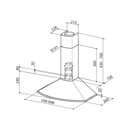 FABER TENDER X A60 CAPPA A PARETE 60CM CLASSE D INOX - 110.0157.048