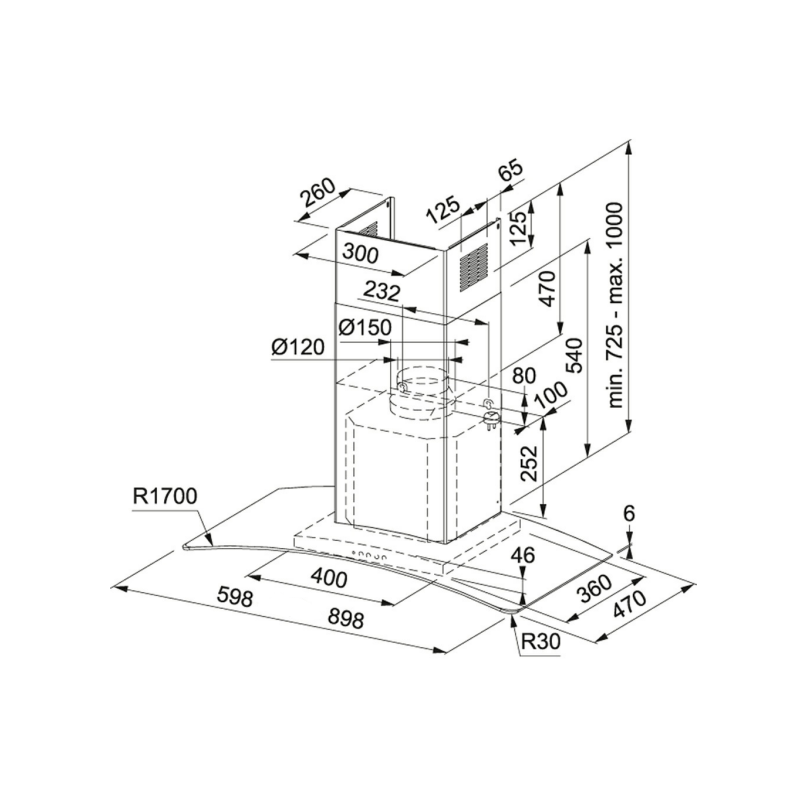 FRANKE FGC 625 XS NP CAPPA ASPIRANTE A PARETE...