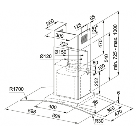 FRANKE FGC 625 XS NP CAPPA ASPIRANTE A PARETE 60CM CLASSE B COLORE INOX - 325.0591.034