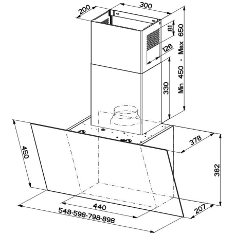 FABER DAISY + BK A 55 330.0612.373 CAPPA A PARETE 55CM CLASSE A+ NERO E INOX