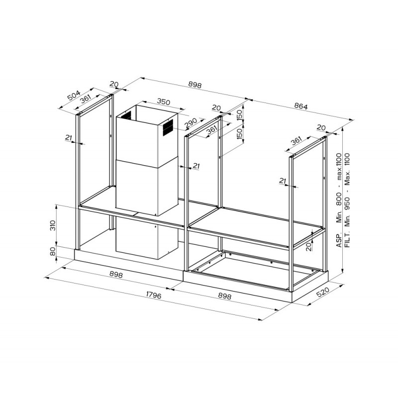 FABER T-SHELF EV8 BK MATT A180/2 CAPPA A ISOLA...