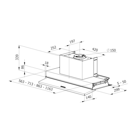 GALVAMET SLIVER 90 CAPPA AD INCASSO ANTI CONDENSA 90CM INOX - 0ISLV090A865