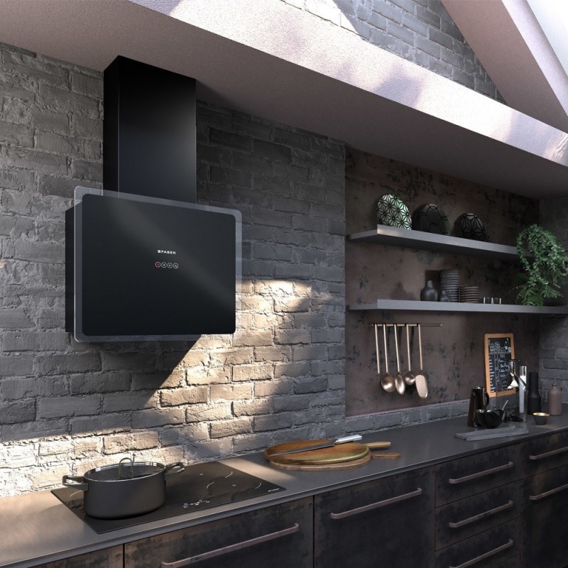 FABER GLAM FIT 80 BK CAPPA A PARETE 80CM NERA -...