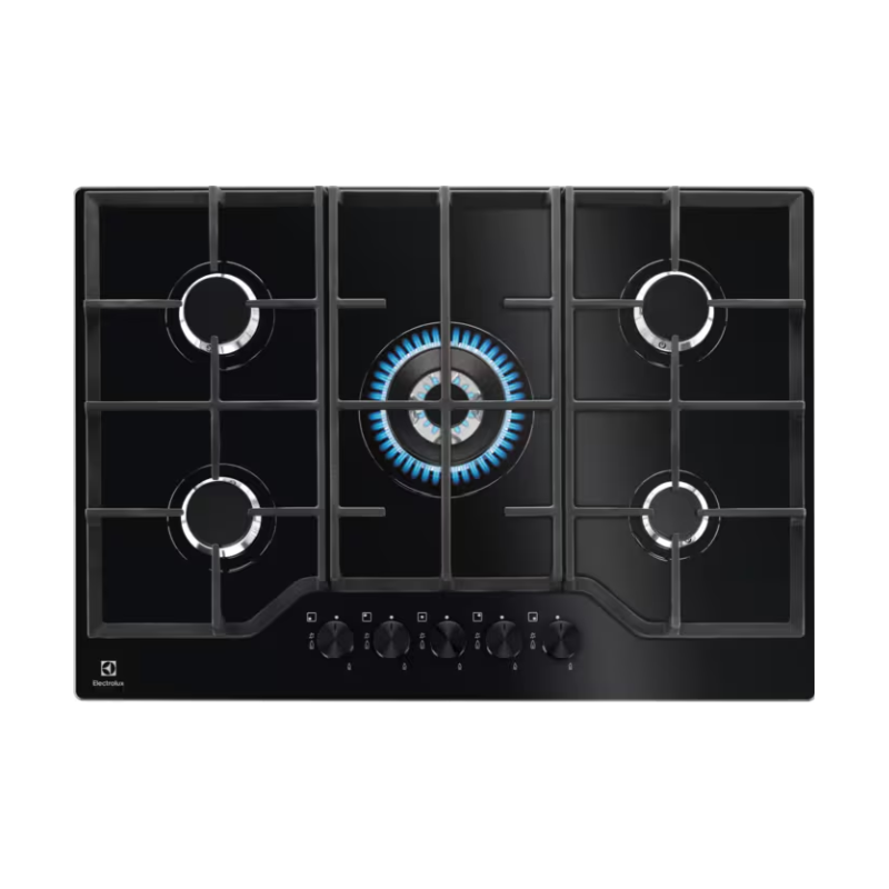 ELECTROLUX EGG7536K PIANO COTTURA DA INCASSO 75CM 5 FUOCHI A GAS GRIGLIE IN GHISA NERO