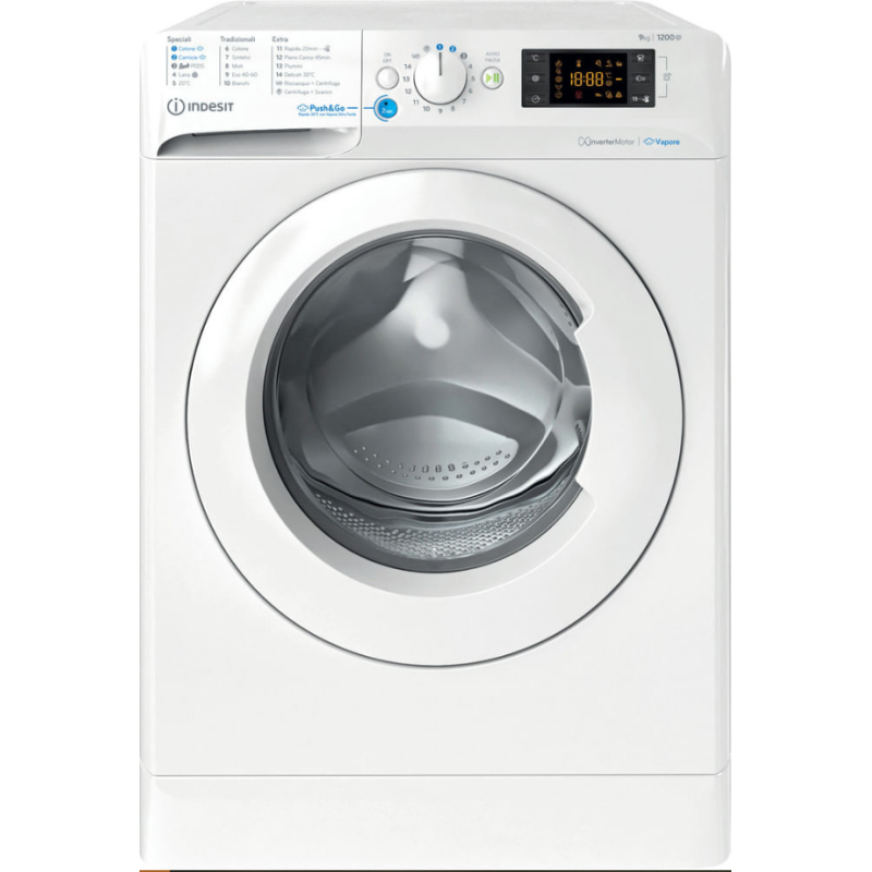 INDESIT BWE 91296X WV IT LAVATRICE 9KG 1200 GIRI INVERTER VAPORE CLASSE A - BWE91296XWVIT