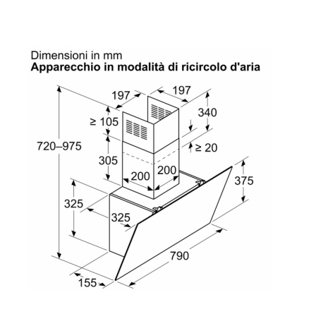 BOSCH DWK85DK60 CAPPA A PARETE ASPIRANTE 79CM IN VETRO NERO CLASSE A
