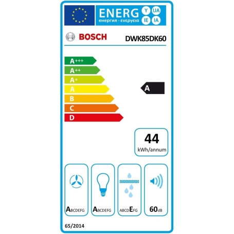 BOSCH DWK85DK60 CAPPA A PARETE ASPIRANTE 79CM IN VETRO NERO CLASSE A
