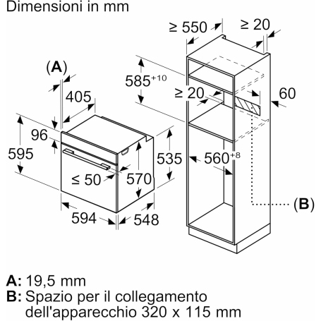 BOSCH HBA171BS3 FORNO DA INCASSO ELETTRICO VENTILATO 71LT CLASSE A+ COLORE INOX