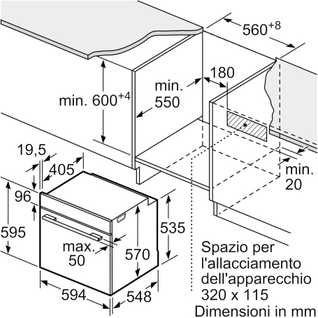 BOSCH HBA171BS3 FORNO DA INCASSO ELETTRICO VENTILATO 71LT CLASSE A+ COLORE INOX