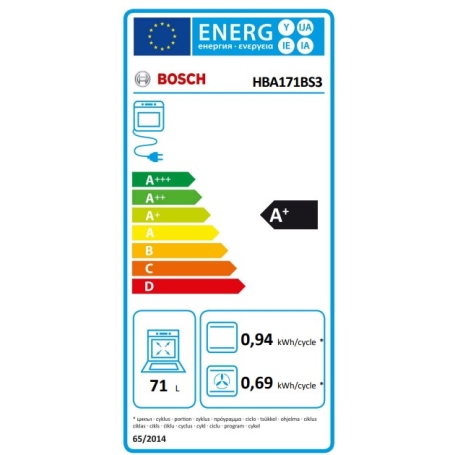 BOSCH HBA171BS3 FORNO DA INCASSO ELETTRICO VENTILATO 71LT CLASSE A+ COLORE INOX