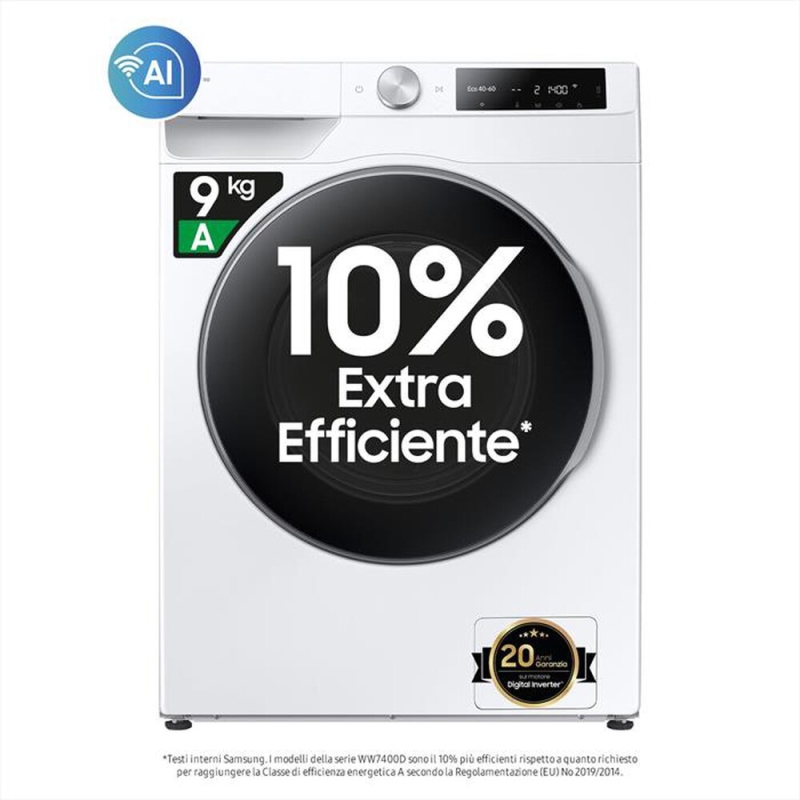SAMSUNG WW90DG6U25LEU3 LAVATRICE 9KG 1400 GIRI AI WI-FI CLASSE A
