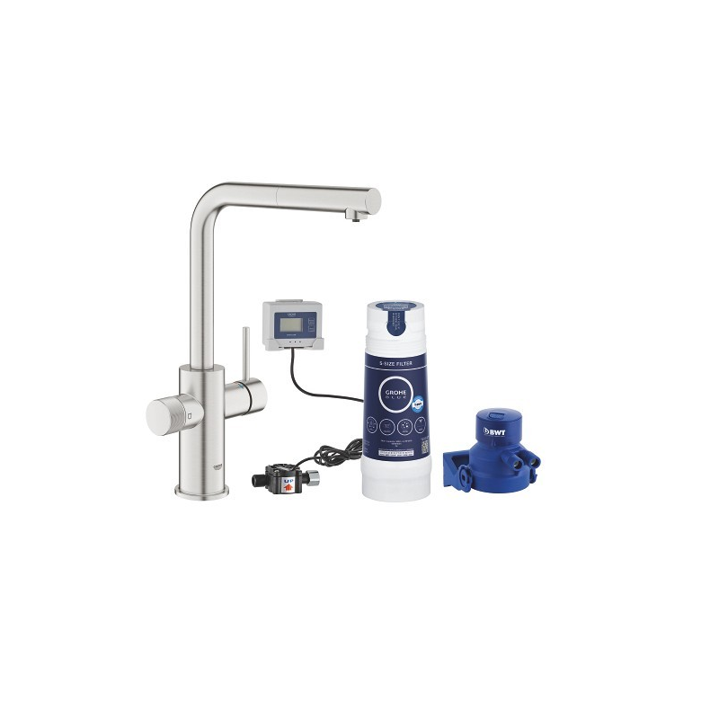 GROHE BLUE PURE MINTA MISCELATORE CON DOCCETTA ESTRAIBILE E SISTEMA DI FILTRAGGIO ACQUA INOX - 1000141