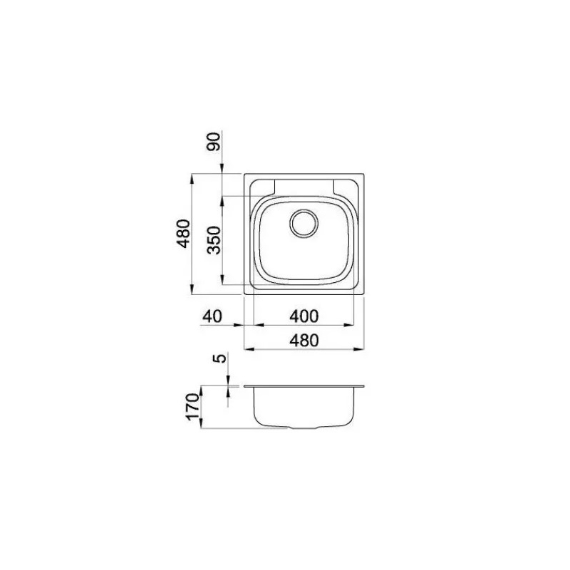 ELLECI LIX100SAC LAVELLO MONOVASCA 49CM INOX