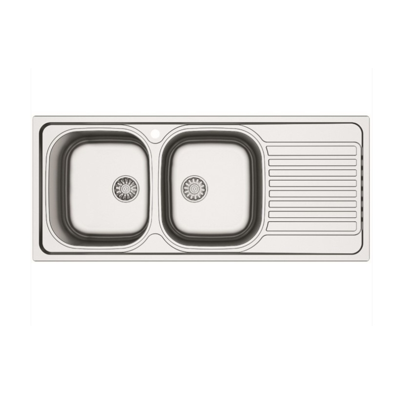 APELL OHN1162IRPC OCEANO LAVELLO 2 VASCHE CON GOCCIOLATOIO A DESTRA 116x50CM INOX SPAZZOLATO